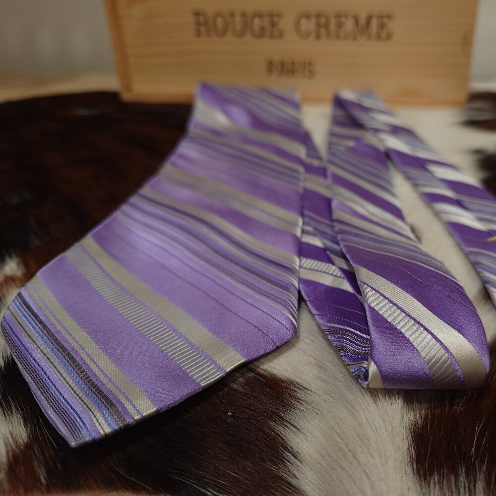 City of London Lavender and Silver Striped Silk Tie